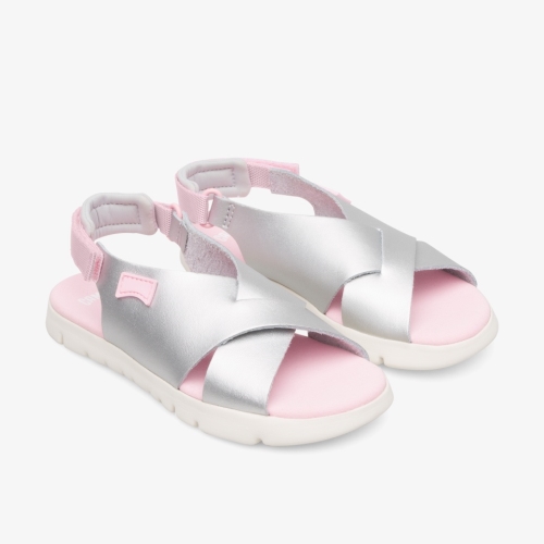 Camper Oruga Sandals Grey / Pink - Kids Singapore AABKMW-023